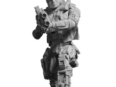 Scifi Battle Armor - Koloss Assault Rifle Captain Ryli 3D print 3D print model