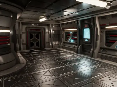 Sci FI Hallway Asset Pack Low-poly 3D model