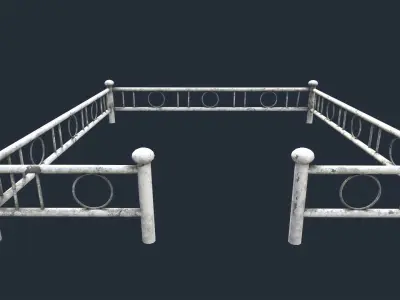 White Fenced Grave Low-poly 3D model