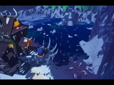 Stylized Ice Dragon Village - UE5 Low-poly 3D model