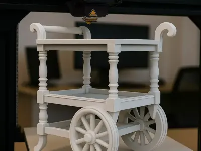 Tea Cart 3D Print Miniature Furniture Three Tier STL 3D print model