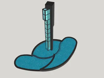 fountain with tower 3d model 3D model