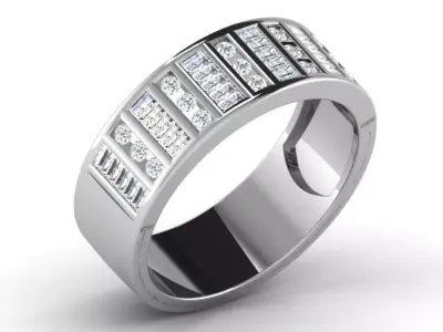 Light Weight White Gold Diamond Ring DR-6465 3D print model
