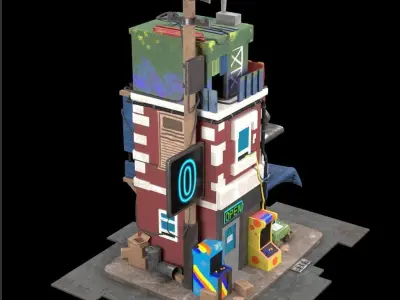 3 storey house pbr Low-poly 3D model