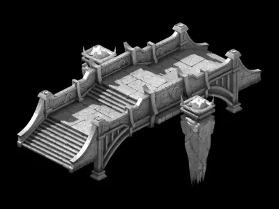 Game Heihe - mountain - stone bridge 01 3D model