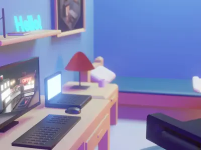 Bed Room Low-poly 3D model