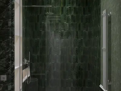 interior bathroom with wallpaper tile and marble color green  3D model