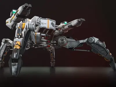 Sci-Fi Turret Low-poly 3D model