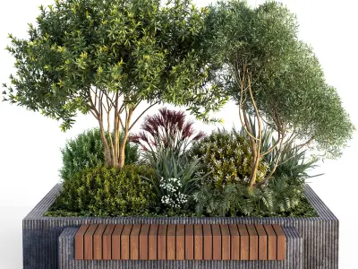 Group Plants with resting area 3D model