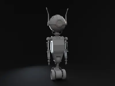 Cute rigged little robot Low-poly 3D model