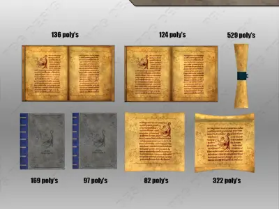 Magic Books Low-poly 3D model