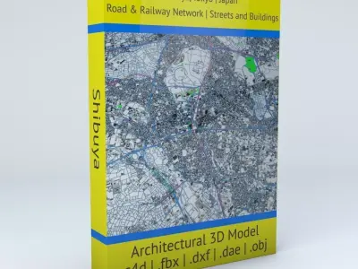 Shibuya Railway System Road Network Streets and Buildings 3D model