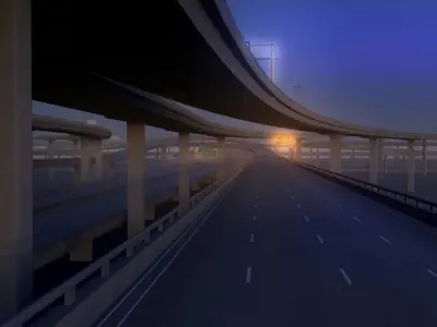 Freeway02 highway at sunset 3D model