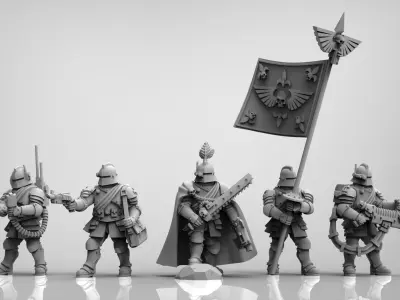 Feudal Guard Command Squad 3D print model