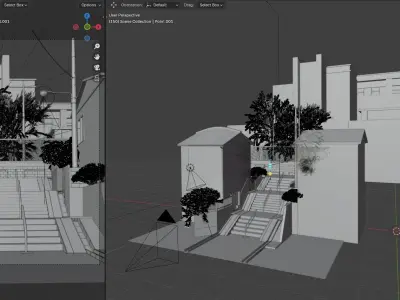 Urban View of Japan Low-poly 3D model