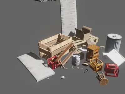 urban street props trash pack Vol1 Low-poly 3D model