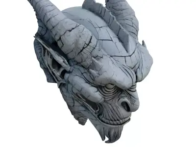 Stone Gargoyle Head Wall Decoration Low-poly 3D model