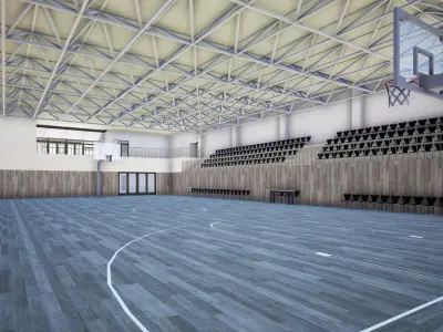 School with pavilion concept Low-poly 3D model