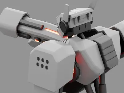 Fighter robot rigged - animated character 3D model