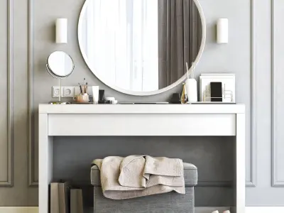 MALM Dressing Table with LANGESUND Mirror  3D model