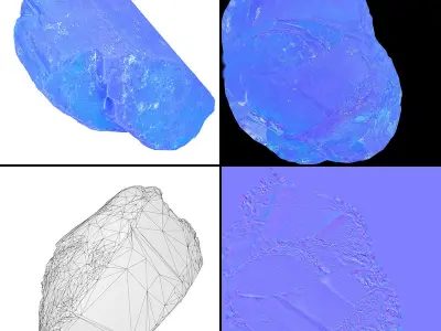 Blue Salt Crystal Collection 5 items Low-poly 3D model