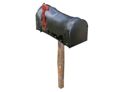 Old black Mailbox Lowpoly Low-poly 3D model