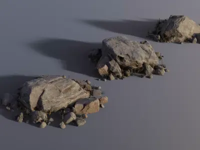 Rock assembly set large Low-poly 3D model