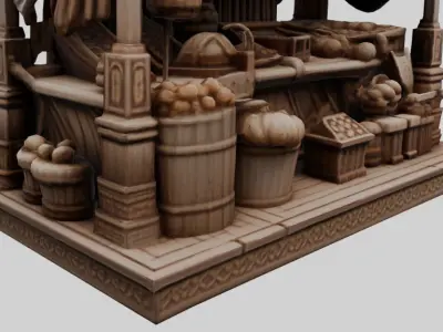 Medieval Market Stall 2 - Game-Ready 3D Asset Low-poly 3D model