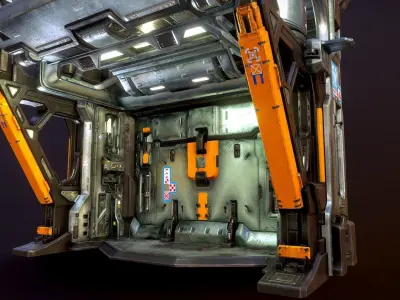 Heavy Industry Sci-Fi Blast Door Low-poly 3D model