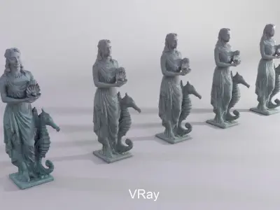Statue woman Low-poly 3D model