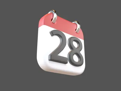 Calendar Icon 28 v1 001 Low-poly 3D model