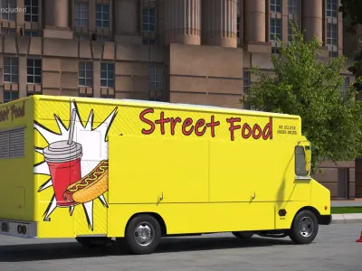  Fast Food Vendor Van without Interior 