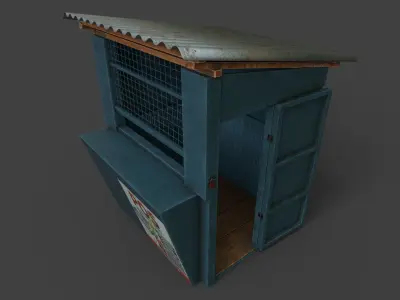 Kiosk 3D Model toilet with sign 3D model