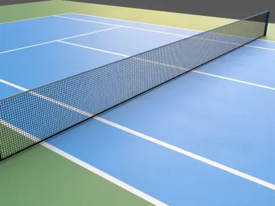 PBR Tennis Court Floor and Net Low-poly 3D model
