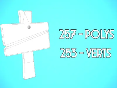 WOOD SIGN 03 CARTOON STYLIZED Low-poly 3D model