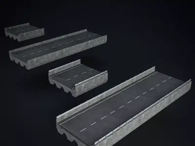 HIGHWAY AND ROAD SET ESSENTIAL PACK Low-poly 3D model