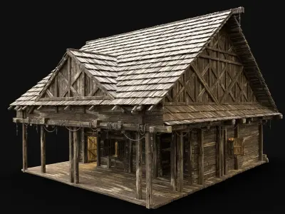 SMITHY FORGE BLACKSMITH WORKSHOP VILLAGE HOUSE HUT MEDIEVAL AAA Low-poly 3D model