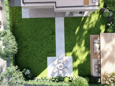 3D Exterior Scene 3D model design garden and landscape 3D  3D model