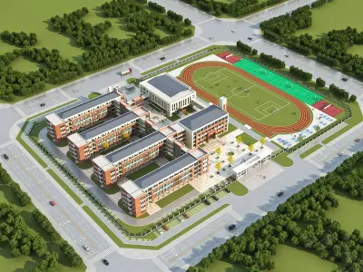 Modern School Campus 3D model