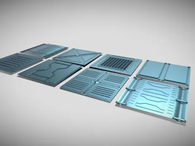 Extreme low-poly sci-fi Floor Panels Low-poly 3D model