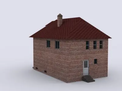 Brick house Low-poly 3D model