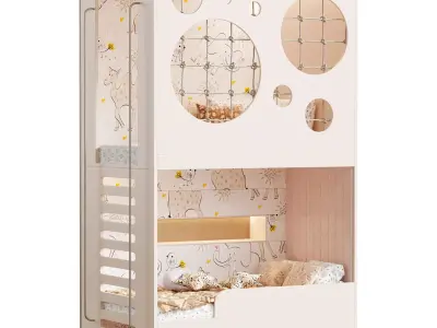 Bunk bed for kids 4 3D model