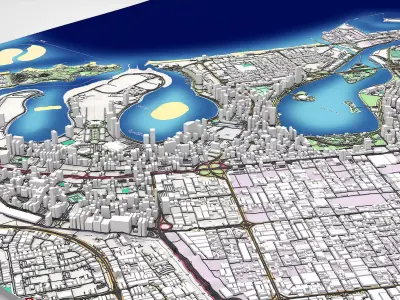 Cityscape Dubai Sharjah UAE  3D model