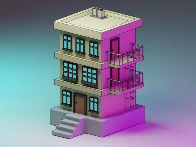 Simple High Rise Low-poly 3D model