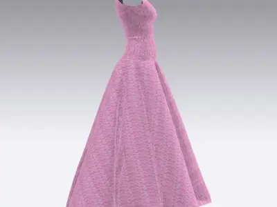 beautiful pink gown 3D model
