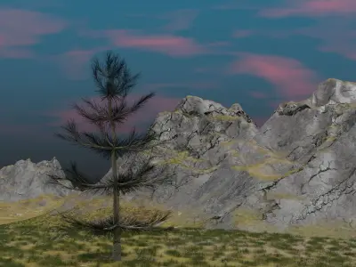 Summer Mountain view Textures Low-poly 3D model Low-poly 3D model