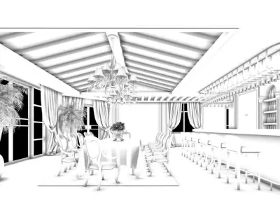 Business Restaurant - Coffee - Banquet  224 3D model