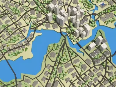 Jacksonville Florida - City Center Low-poly 3D model