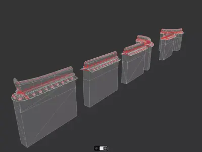 Korean Traditional Hanok Wall 02 Low-poly 3D model