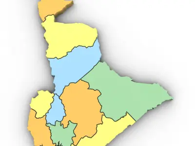 3d Political Map of Cameroon 3D model